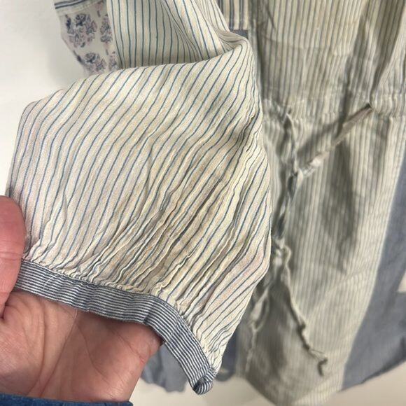 Rebecca Taylor Long Sleeve Cotton Mini Dress Sz 0 Blue/White patchwork Cottage - Picture 5 of 5